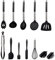 Innoteck Essentials Kitchen Silicone Cooking Utensil Set - 12 Pcs Cooking & Desert Making Tools - Stainless Steel handle Kitchen Utensil Sets with pair of silicone gloves for Nonstick Cookware - Black