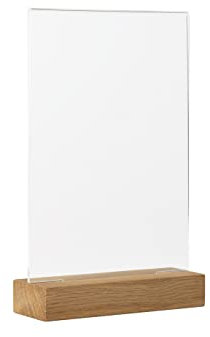 EUROPEL Tischaufsteller A5, Hochwertiges glasklares Acryl, Sockel aus stabiler und langlebiger FSC-zertifizierter Eichenholz, zweiseitige Präsentation, für Restaurants, Hotels, Konferenz, Festivals