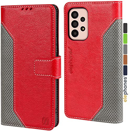 elephones Handyhülle für Samsung Galaxy A53 5G Hülle Klappbar [ Kartenfächer mit RFID-Schutz ] [ Standfunktion ] Schutzhülle Flip Case Bookcase PU Leder Cover Kompatibel mit A53 5G - Rot