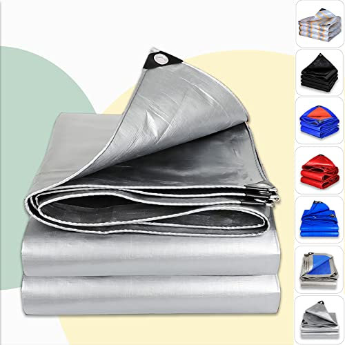 Lona de Lona con Ojales, Lona de Polietileno de 4 x 9 m, Lona de jardín, Resistente al Agua, 0,32 mm, Lona de Barco, para Camping, Cubierta de Madera, 160 g/m², para Piscina