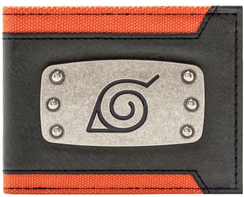 Konoha Village Ninja Stirnband Metallabzeichen Emblem Geldbörse/Geldbeutel Zweifach ID & Kartenhalter, Schwarz