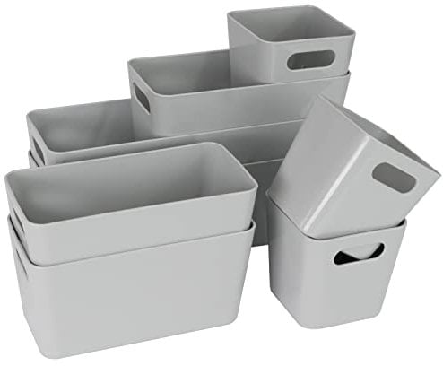 Hummelladen 8 Teile Organizer Set - 10 cm hoch - grau - Boxen in 3 Größen - Schubladeneinsatz - passend für Schubladen von 30 x 50 cm