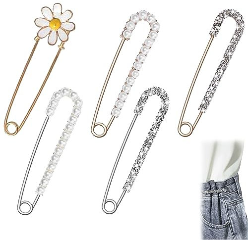 Hose Sicherheitsnadeln,Schleppennadel Brautkleid,Künstliche Perlen-Brosche,Perlen Sicherheitsnadeln,Schleppennadel Brosche Brautkleid,Strass,für Damen Mädchen Kleidung Zubehör