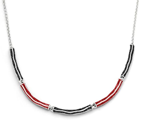 DUR-Schmuck Damen Kette Wellenspiel mit Lavasand & Koralle – rhodiniertes 925er Silber – handgefertigt – 42 cm + 3 cm Verlängerung – maritimer Halsschmuck, K2920