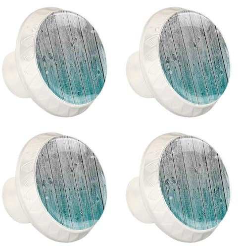 Anna Cowper 4 Stück 3,5 cm Schrankknäufe weiß Schubladenknöpfe rustikale Holzplatten hellblau grau Einloch Schrank Hardware Küchenschrank Kommode Knöpfe Griffe Griffe für Zuhause Badezimmer