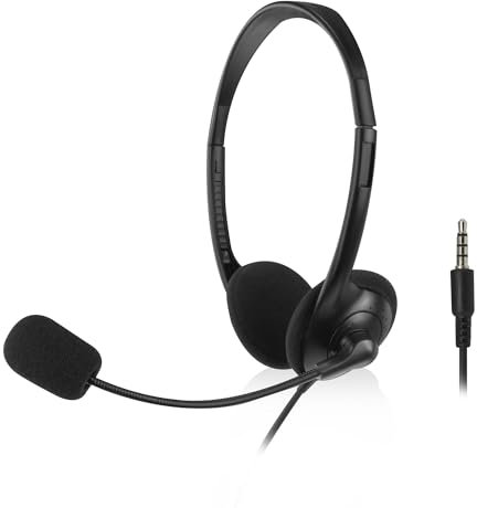 ACT AC9330 Casque PC avec Microphone, écouteurs Intra-Auriculaires, Prise Jack 3,5 mm, Longueur du câble 2 m