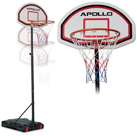 Apollo Panier de Basket avec Support et roulettes | Hauteur réglable du Panier de 155 à 210 cm | Panier de Basket extérieur Complet | Panier de Basket pour Enfants | Panier de Basket pour Adolescents