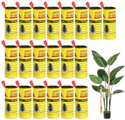 Joogee 20 Pcs Rubans Attrape Mouches Rouleau adhésif Mouche Collant Attrape Mouche Papier Tue Mouche pour Les moustiques et Autres Insectes Volants