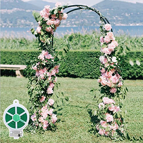 Rahmenbogen zum Aufhängen an der Fensterwand – Außendekoration, Rostschutzbeschichtung, Gartendekoration, Blumenständer, Pflanzen-Klettergerüst für Rosen/Kletterer/Obst, mit Drehband (100 m), schwar