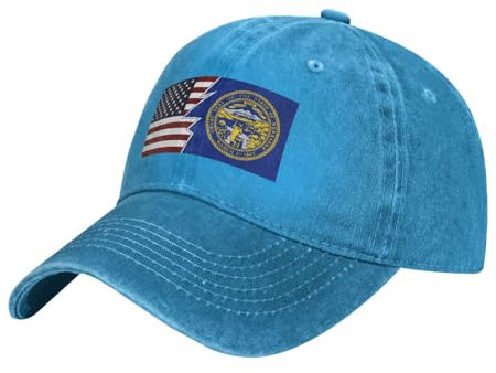 Schirmmütze Ripped Style American Und Flagge Von Nebraska Mütze Verstellbar Sport Mütze Cool Baseball Cap Für Running Erwachsene Herren