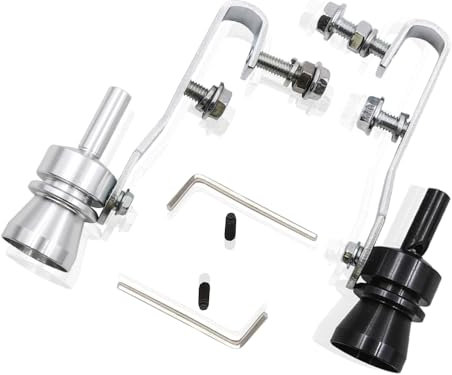 2 PCS,Turbo sound,Turbo sound whistle, Auspuff Sound Booster Pfeife,Für Turbolader Pfeifen Im Auto,Universal Turbo Whistle Soundgenerator Tuning - Auspuffpfeife Für Endrohre,Größe M(Schwarz)(Silber)