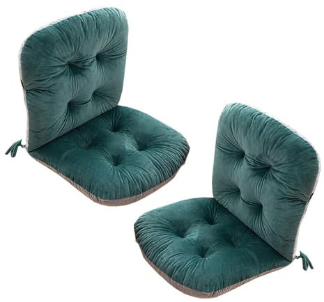 Stulhkissen, Kissen für Rattansessel Outdoor Auflage Sitzkissen, Rattanmöbel 1/2 Stück Stuhlkissen mit Rückenteil Sitz, Rückenkissen mit Bänder, Niedriglehner Auflage Polsterauflage(Dark green,2 pack)