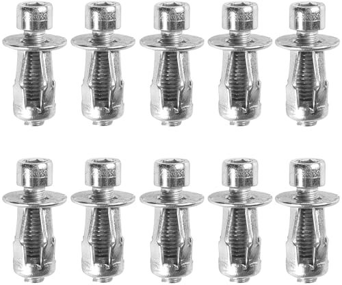 Set di 10 dadi di espansione con viti, M4 x 20 mm, dadi a petalo da parete, viti esagonali interne per pareti cave, plastica sottile e morbida, fogli di ferro e cartongesso
