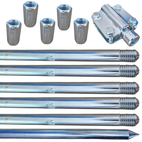 BLYSKAWICA – Erdungsspieß - Erdungsstab - Staberder - Erdspieß Erdung - Kreuzerder - Tiefenerder - verzinkter Stahl – Erdungsstange – Größe - 1,5m Ø20-9m (6x1,5m)