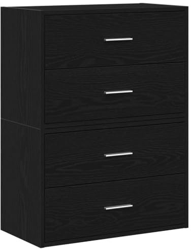 vidaXL Cabinets with 2 Drawers 2 pcs Black Oak 60x31x40 cm Engineered Wood, storage cabinet, sideboard, sideboard buffet cabinet, display cabinet