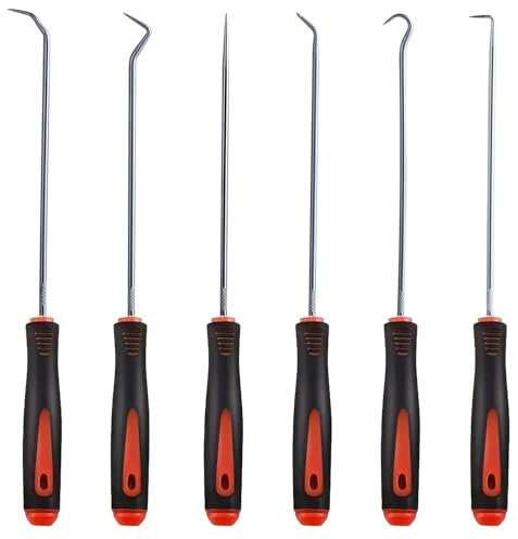 Autojack 6 Piece Precision Pick & Hook Set, Car Auto Oil Seal O-Ring Seal Gasket Pick Mini Precision Hooks Professional Puller Remover Mechanic Tool