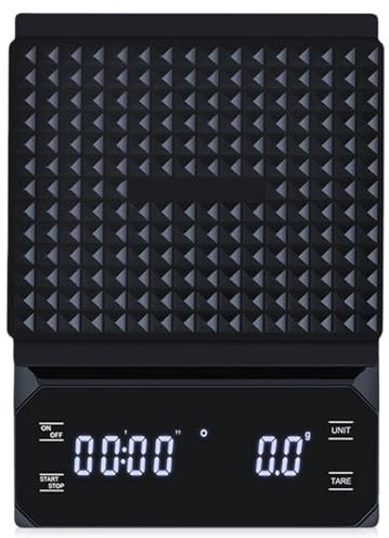 Asfrode Digitale Kaffeewaage mit Timer, 0.1g Hochpräzise Feinwaage Espresso Waage Wiederaufladbare Küchenwaage mit automatischer Zeitmessung Coffee Scale mit Tara Funktion Max 3kg