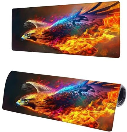 Large Mouse Mat Cool, Extended XXL Eagle Gaming Mouse Pad Desk Pad 900x400x3mm, Keyboard Mat with Non-Slip Rubber Base, Soft Smooth Surface, Stitched Edges Mousepad, Improved Precision and Speed P-7