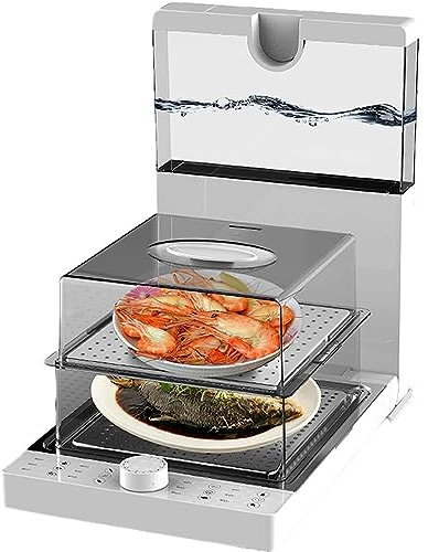 GLJTUO Vaporera Plegable De 3 Niveles, Vaporera Eléctrica De 1500 W con Temporizador De 60 Minutos, Capacidad De 18,8 L, Cestas Extraíbles Sin Bpa para Verduras, Carne, PES,