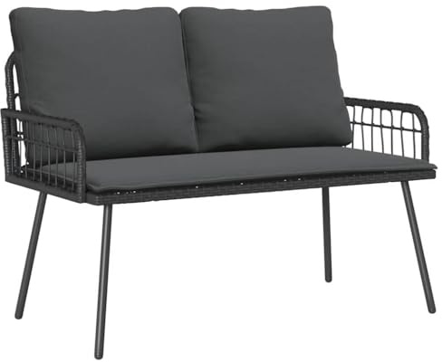 vidaXL Gartenbank mit Kissen Anthrazit 114 x 64 x 90cm Stahl | Robuster Aufbau für draußen, Schlank und modern, passt überall hin, Kommt mit gemütlichen Kissen zum Relaxen