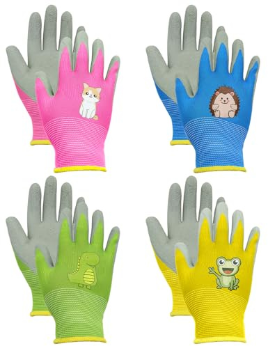 BORISCA - Guante de jardín infantil (4 pares)
