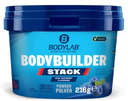 Bodylab24 Bodybuilder Stack Powder Blaue Himbeere 216g, ein Vitamin- und Mineralstoff-Supplement mit einem umfangreichen Mikronährstoff-Mix, speziell zusammengestellt für Sportler