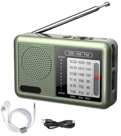 UKW MW Radio - Weltradio Mit Kopfhörer,Wiederaufladbarer Akku Vollband Kurzwellenempfänger Für Outdoor Haushalt Camping Reisen