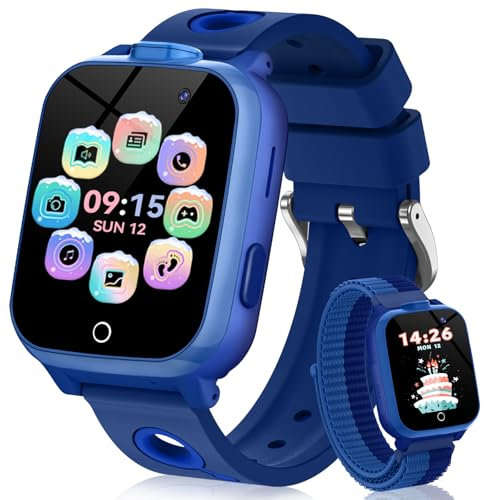 AIMIUVEI Reloj Inteligente Niño - Smartwatch Niños con Haga y Responder Llamadas, Audiolibros, 30 Juegos, SOS, Tarjetas de Aprendizaje de Inglés, Modo Escolar, Niños y Niñas
