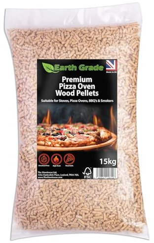 Premium Pizza Oven Wood Pellets 15kg Bag – 100% Natural Wood – Long Burn & High Heat Output – For Pizza Ovens, BBQs, Pellet Smokers & Outdoor Stoves – Low Ash – Cooking Pellets