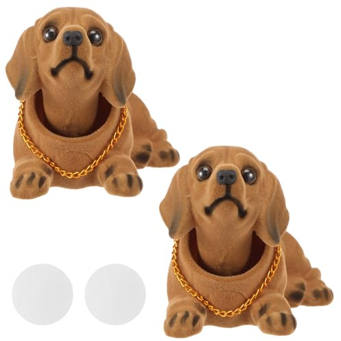 bigjvbfv 2 Pcs Cute Dachshund Bobblehead, Bobble Head Dachshund Car Decoration with Chain, Car Head Bobble Figurine, Heat Resistant, Nodding Dog Ornament for Car