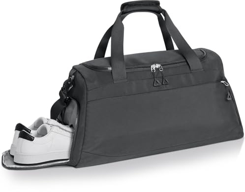 Romon Sporttasche Reisetasche, Schwimmtasche Trainingstasche Sporttaschen Sportbeutel mit Schuhfach Nassfach für Sport, Badetasche, Fitness, Reisen, Gym Travel Bag für Damen Herren, Schwarz, Groß