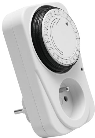 GTV Mechanische Zeitschaltuhr Timer-Steckdose, Täglicher EIN-/Aus-Zyklus, Tages-Zeitschaltuhr für Zuverlässige Steuerung, 24-Stunden-Programm Analoge Zeitschalt-Steckdose für Innenbereich