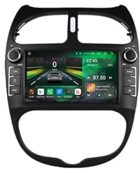 para Peugeot 206 206CC 206SW 2000-2008 Android 14 Radio de Coche 2 DIN 9 Táctil con Carplay BT GPS WiFi Cámara Trasera Pantalla Multimedia-Player(K1 2+32G)