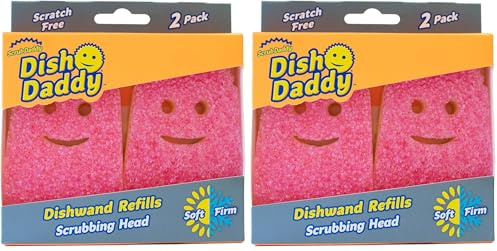 Scrub Daddy Cabezales de repuesto para cepillo de fregar platos, cepillos dispensadores de jabón, esponjas de lavado que cambian de textura, recambios de esponja desmontable para cabeza de papá, color