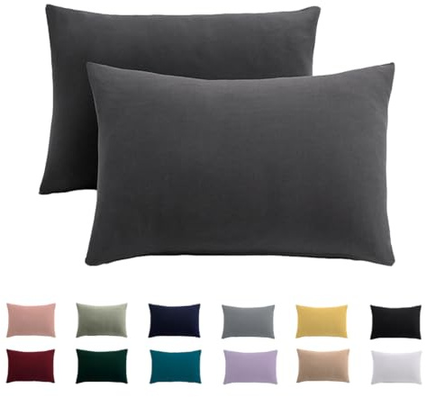 Beqnat Kissenbezug 70x90 2er Set, Kopfkissenbezug Anthrazit | 100% Mikrofaser Kopfkissenbezug 70 x 90 mit Reißverschluss, Weich Kissenhülle Für Kissen, Bügelfrei & Knitterfrei, Waschbar