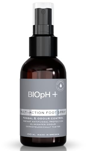 BIOpH+ Multi-Aktions Fußspray 100 ml | Tötet Pilze und Bakterien | Neutralisiert Fußgeruch | Alkoholfrei & parfümfrei | Täglicher Hygieneschutz für die Füße