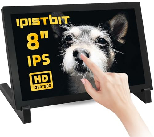 iPistBit Raspberry Pi Monitor, 8 HDMI Screen 1280×800 IPS HDMI Portable Touchscreen Monitor, Touchscreen Display Fit for Raspberry Pi 5/4/3/2, Support Jetson Nano/PC, Drive-Free