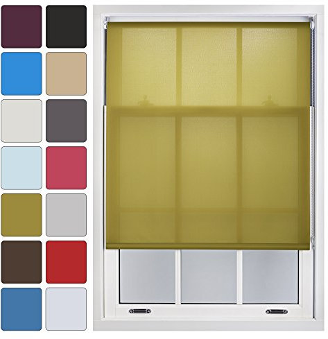 FURNISHED Blinds Window Custom Made to Measure Daylight Roller Blinds - Sheer Non-blackout Blind Opaque Fabric Shades Easy Fit Window Blinds, Green up to 90W x 165H cm