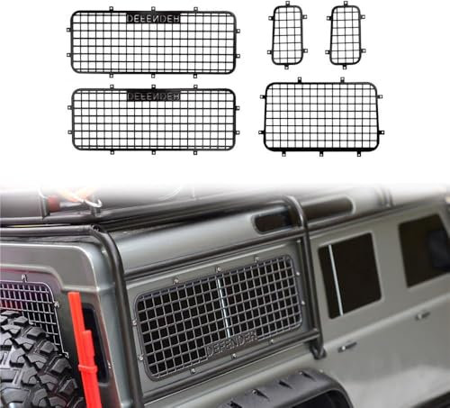 INJORA RC Fenstergitter TRX4 Zubehör RC Fenster Netz Metall Schutznetz mit Logo für 1/10 RC Crawler TRX-4 TRX4 Defender