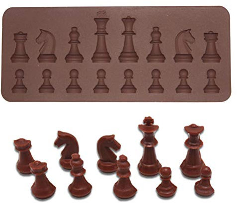 BESTonZON 16 Cavity Silicone Chocolate Moulds, Praline Moulds, Chess Mould for DIY Chocolate Pudding, Candy, Jelly, Mini Cupcake (Coffee)