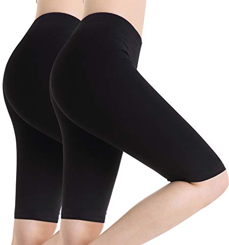 Ferrieswheel Story Damen Schwarze Hose Knielang Unter Rock Kurze Leggings Sommer Hot Shorts Workout