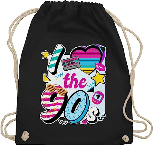 Shirtracer Turnbeutel Rucksack - Sprüche Statement - I love the 90s - Unisize - Schwarz - beutel 90er zocker 90 stoffrucksack nerds 90' stoffbeutel geeks 90's juterucksäcke nerdgeschenk 90’s