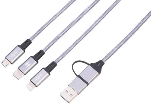 Callstel Ladekabel Handy: 6in1-Schnellladekabel USB-A/C zu USB-C/Micro-USB/8-PIN, 60 cm, 60 W (Ladekabel Lightning, 3fach, Kfz Ladegerät)
