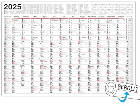 TOBJA Wandkalender 2026 groß mit Feiertagen und Ferien DE, AT | Jahresplaner 2026 100x70 cm | XXL Wandkalender 2026 gerollt oder gefalzt | Hochwertiger Kalender [1 Stück gerollt]