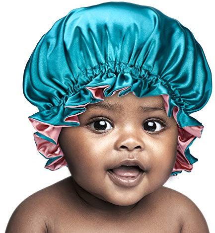 SENGTERM Kinder Satin Schlafmütze Baby Doppelschichten Satin Verstellbare Motorhaube seiden Nachtmütze Elastisches Band Satin Bonnet Night Cap für Haare Haarpflege 0-2 Years