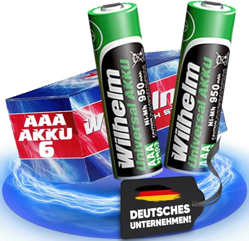 Wilhelm AAA Akku Mikro Universal NiMH 1,2 V HR03 wiederaufladbar – 6 Stück