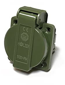 Lot de 8 prises encastrables Schuko 16 A avec IP54 / + joint à bride (vert olive RAL6003)