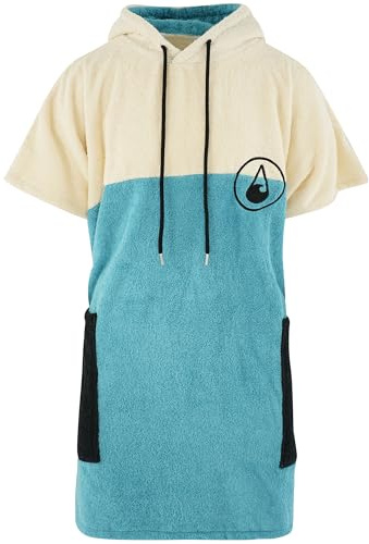 WAVE HAWAII Poncho Porto Badeponcho 100% Baumwolle für Körpergrößen von 160-190 cm Umkleidehilfe für Schwimmen Strand Surfen Badetuch mit Kapuze Duschponcho für Damen Herren Erwachsene