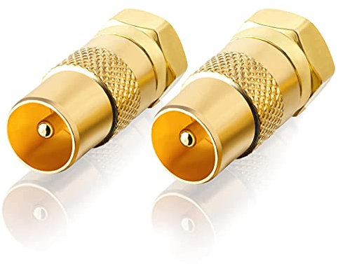 SEBSON SAT Antenne Adapter Set - 2X F-Stecker auf Koax Stecker (IEC) - Antennenkabel Adapter für TV, SAT Receiver, Kabelrouter mit F-Anschluss
