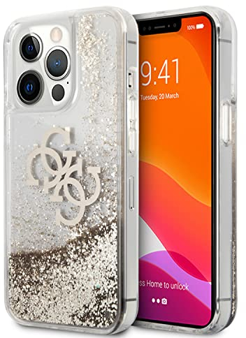 CG MOBILE Guess GUHCP13LLG4GGO Case for iPhone 13 Pro / 13 6.1 Inch Golden 4G Big Liquid Glitter